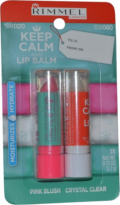 Rimmel Keep Calm And Lip Balm Duo 020 Pink Blush Hydrating Nourishing Lip Care