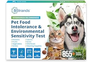 5Strands Pet Food Intolerance & Environmental Sensitivity Test, at Home Gut Health Test for Dogs & Cats, 857 Items Tested, Pe