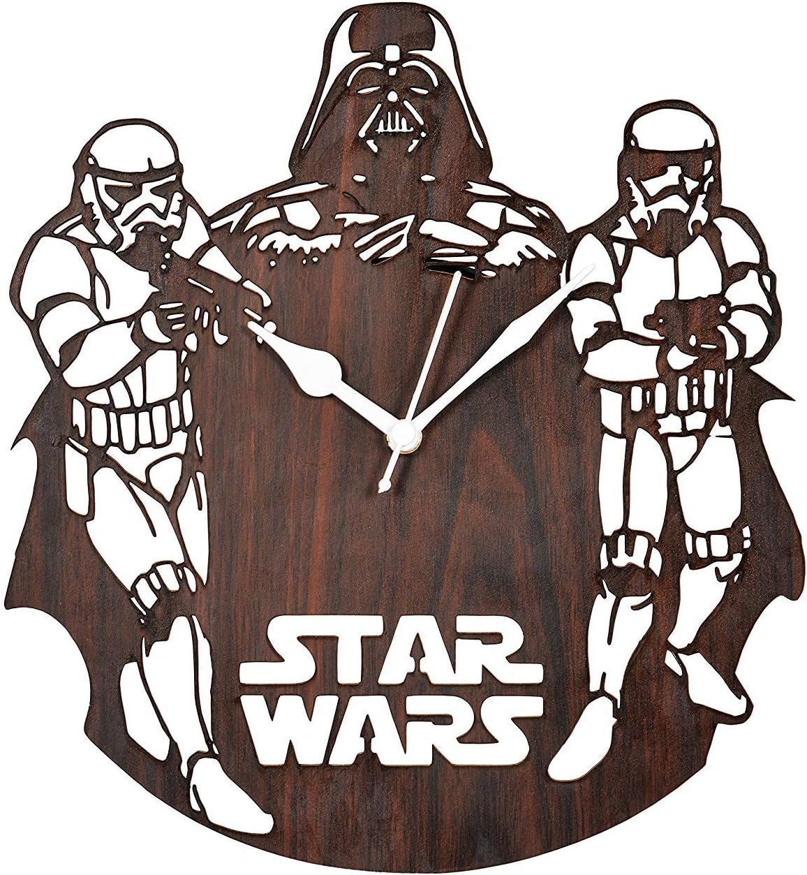 Treecase Wall Clock Designer Beautiful Round Wood Wall Clock Without Glass (25 cm x 25 cm x 2.8 cm, Brown) (Star Wars)