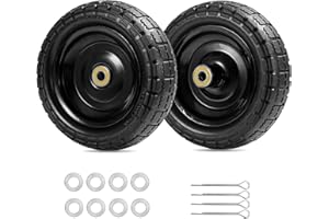 PARTS CAMP Gorilla Cart Wheels 10" Flat-free Solid Tire and Wheel Replacement 4.10/3.50-4 for Hand Truck, Wagon, Garden Dolly, Trolley - 2 Pack