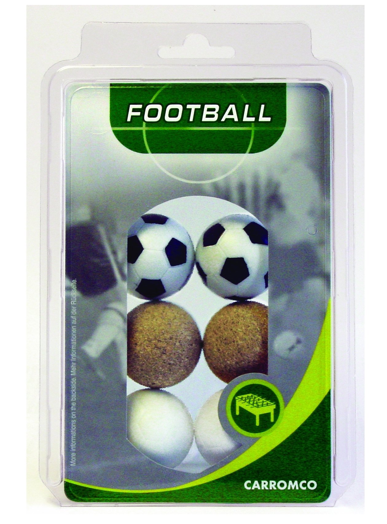 Carromco Table Football Balls 2 x Black/White 2 x White 2 x Plain Cork