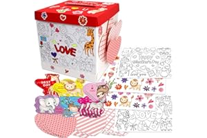 WorldBazaar DIY Valentine’s Day Mailbox Craft Kits for Kids Valentine Box Cards Classroom Exchange Coloring Mailbox Crafts Valentine Game Activities Holiday Party Favors