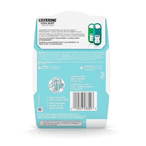 LISTERINE POCKETPAKS BREATH STRIPS, COOL MINT, 72 COUNT (PACK OF 1)
