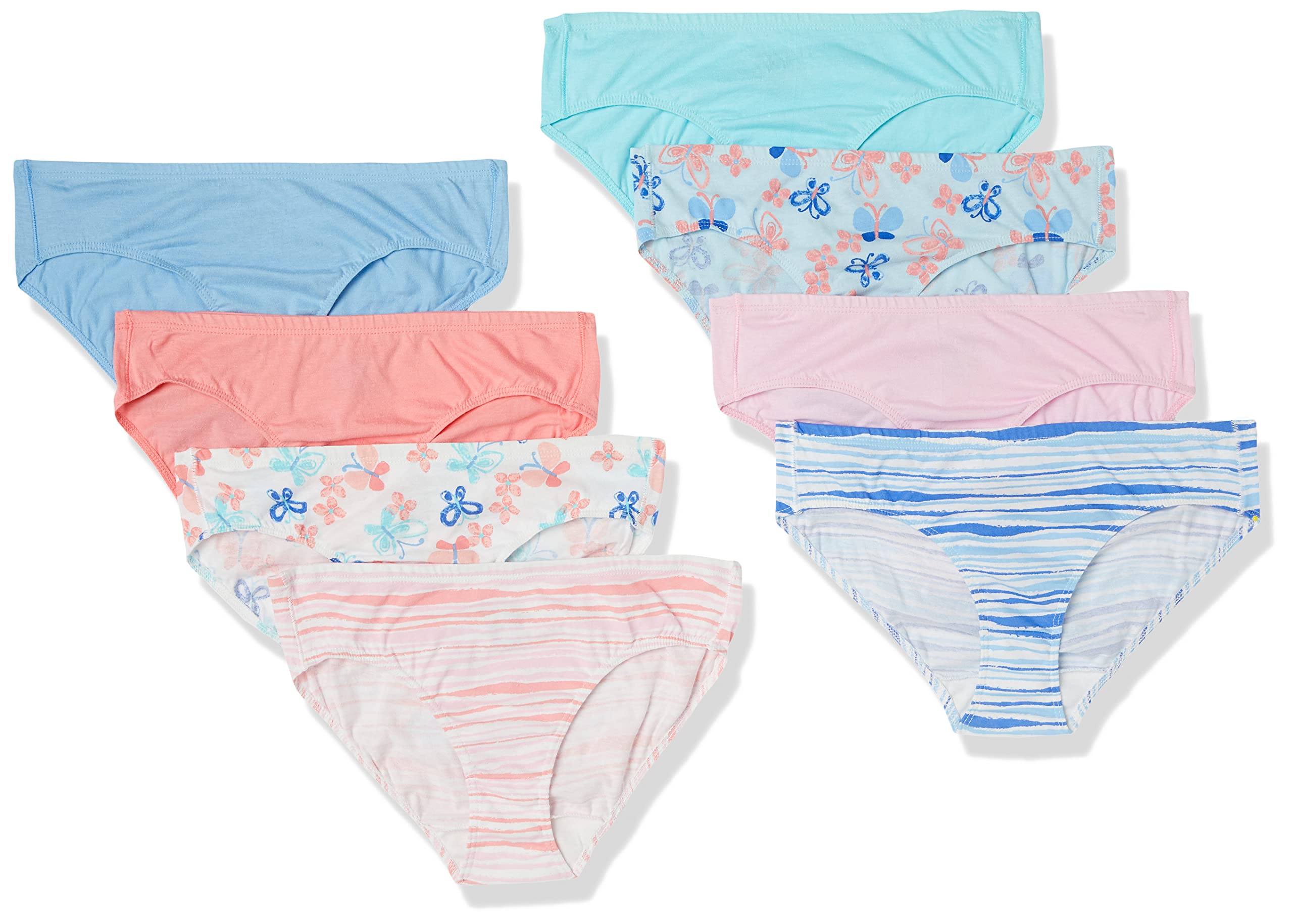 Hanes girls Organic Underwear, Brief & Hipster, Toddler & Girl Sizes, Pure Comfort Organic 100% Cotton Panties, 8-pack