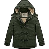 WenVen Girl's Winter Sherpa Jacket Thicken Cotton Parka Coat with Removable Hood