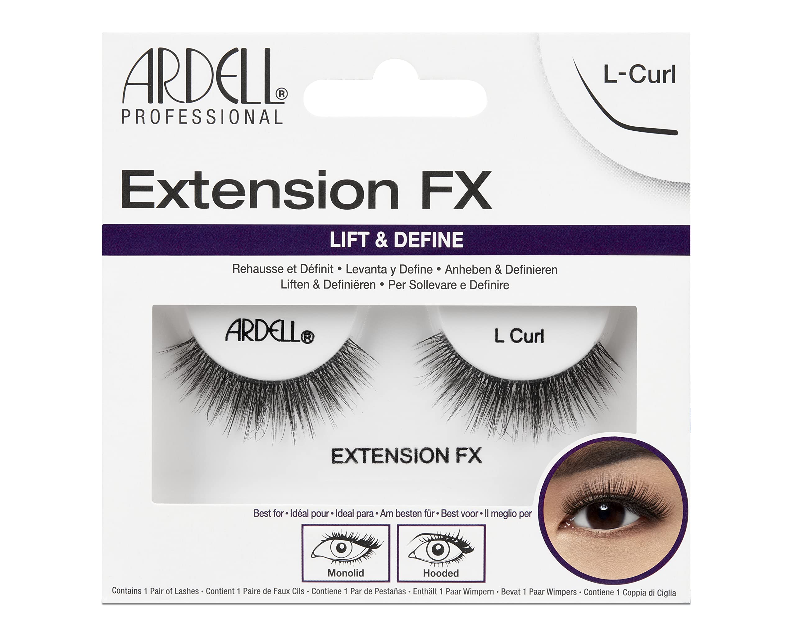 Ardell False Eyelashes Extension FX L Curl Black Short Doll Shape Define Eyes Silky-Soft Knot-Free Invisiband Comfortable Wear Vegan-Friendly