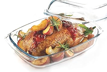 Auflaufform 5,1 L mit Deckel Glaskochgeschirr Glasbräter Made in EU