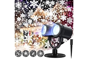 AANDZ Snowflake Projector Lights Outdoor, Upgrade 2.0 HD Dynamic Christmas Projector Lights Outdoor, IP65 Waterproof Snow Projection Light for Xmas, Holiday, Wedding, Party, Home, Garden Landscape