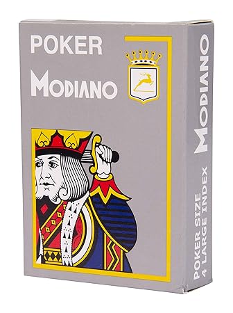Modiano Texas Poker Holdem Plastic Playing Cards, Large Index, Poker Wide Size Cards, Grey