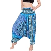 Banjamath® Women's Peacock Print Aladdin Harem Hippie Pants Jumpsuit