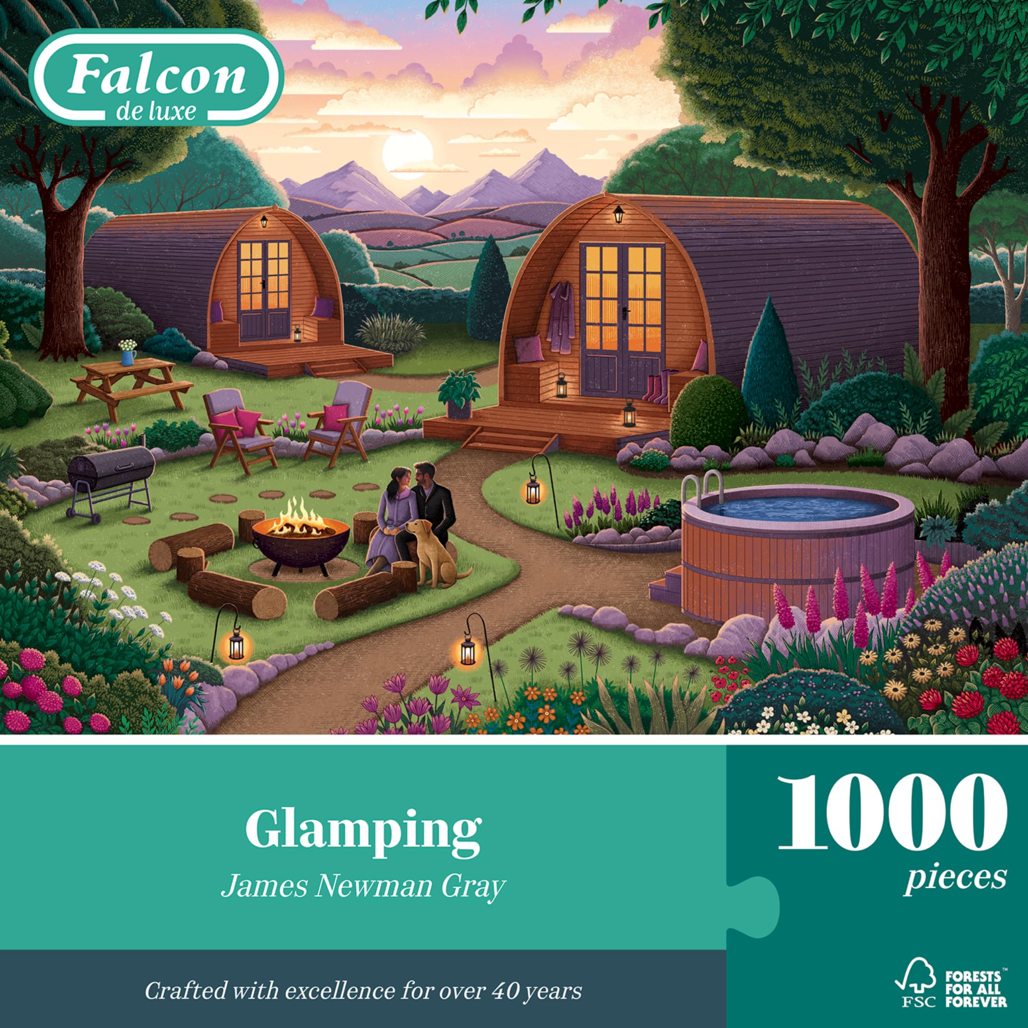 Falcon Glamping - 1000 Piece Jigsaw Puzzle for Adults - Beautifully Illustrated 1000Pc Adults Jigsaw Puzzle - Fun Activity for Home, Puzzles for Rainy Days, Birthday Jumbo