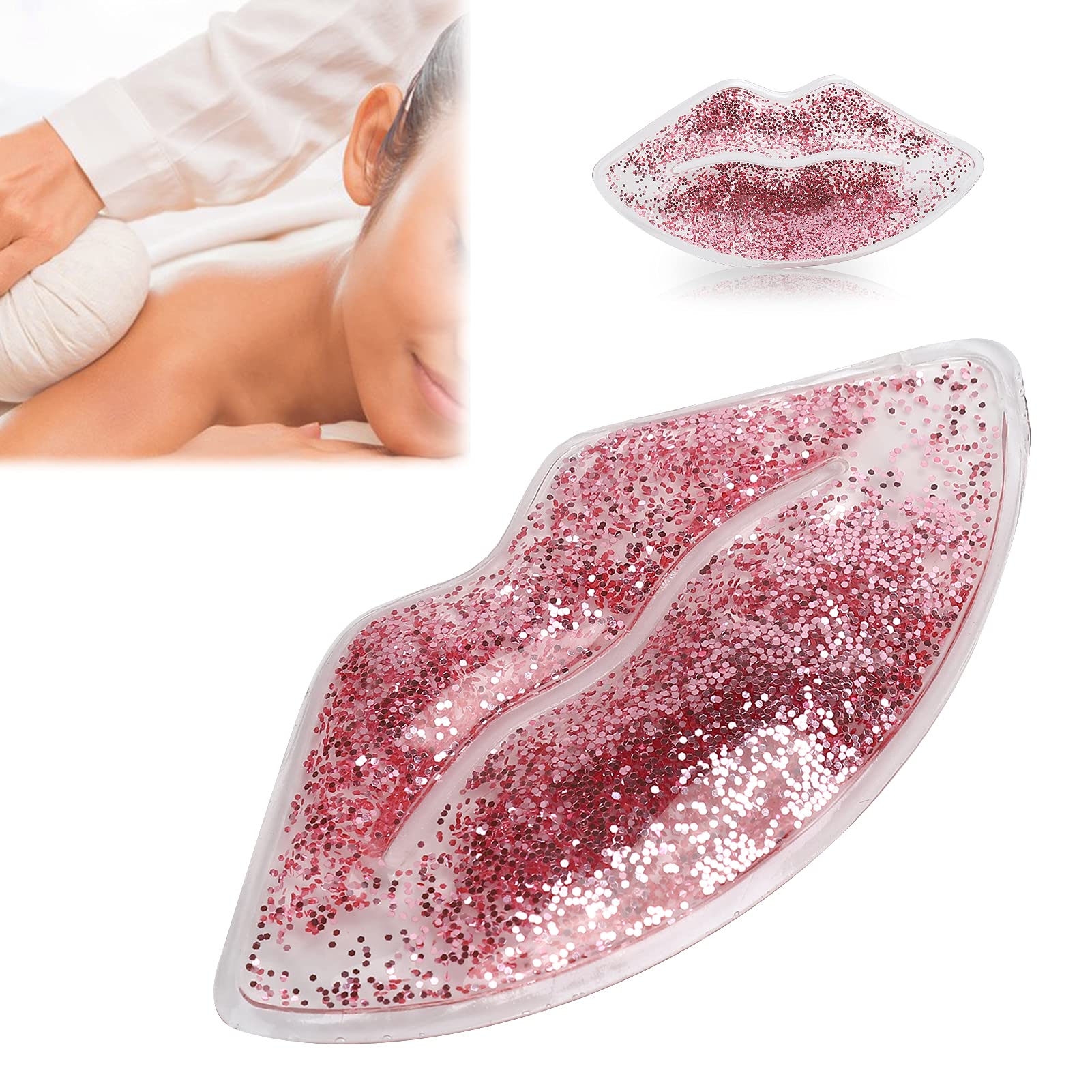 Lip Mask, Reusable Ice Pack, Lip Shaped Lip Ice Pack, Leakage Proof Compress Pack Lip Cooler Gel Pack, Anti Aging Lip Care Pad for Reduce Swelling of Lips
