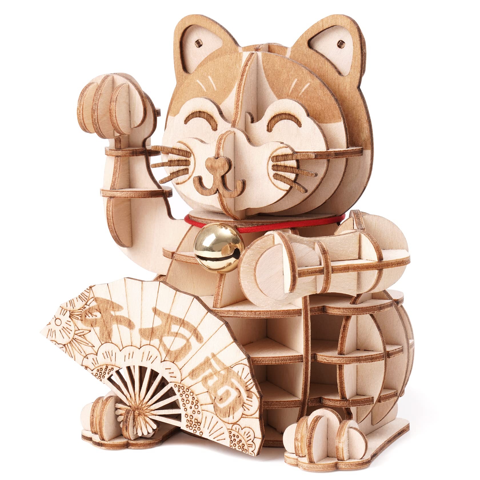 Rolife 3D DIY Wooden Puzzle Plutus Cat for Adults Teens Model Kits for Adults to Build