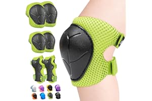 Inkidio Knee Pads for Kids Unicorn Protective Gear Set Knee Pads and Elbow Pads Set with Wrist Guard for Girls Boys Roller Skates Inline Skatings Scooter Cycling Bike Skateboard (Small, Green)
