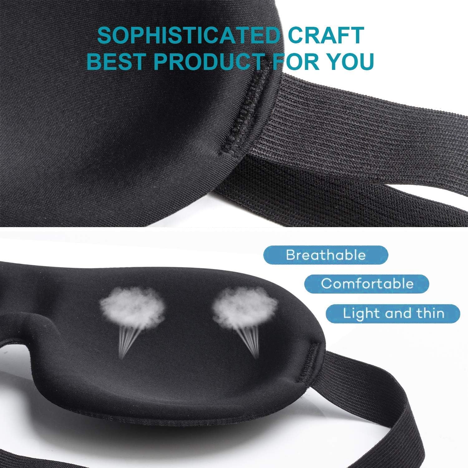 Sleep Mask, 100% Blackout 3D Contoured Sleep Eye Mask, Comfortable & Super Soft Sleeping Mask with Adjustable Straps for Women, Men, Concave Molded Night Eye Mask for Sleeping for Travel Yoga Naps: Health & Personal Care