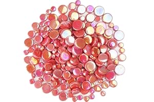 Samjobroad Round Mosaic Tiles, 300g Iridescent Glass Penny Rounds, 4 Sizes Round Glass Mosaic Tiles for DIY Crafts, Vases, Cups, and Mosaic Projects, Red