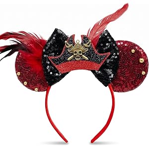 luluglee Handmade Mouse Ears Headband, Sequin Bow for Adults Women, Cosplay Party Accessory Theme Park Costume
