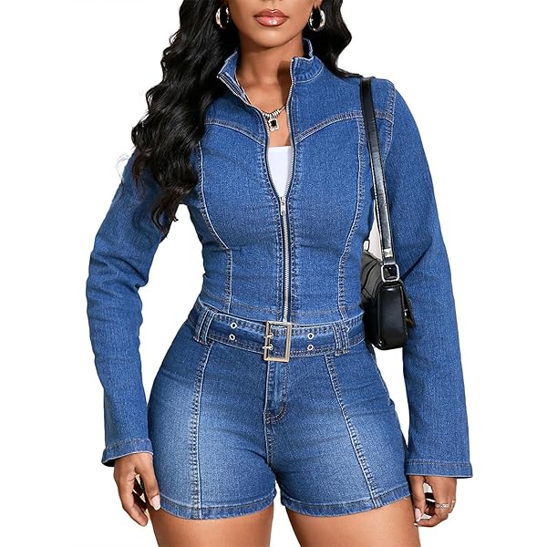 cffvdiz Blue,S, 2 Piece Set for Women Long Sleeve Cropped Jean
