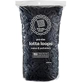 Friendly Loom Lotta Loops Black Cotton Weaving 10 Inch PRO Loops | Black Cotton Loops in PRO Size Enough to Weave 6 Functional 8"x8" Potholders Made in USA