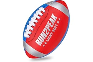 RUN2PEAK Light Soft Mini Football for Kids Toddler - 8" PU Leather and Foam Layer Small Footballs - Safe Lightweight Indoor Outdoor Beach Water Pool Sports Toys for Summer Outside Games Play with Pump