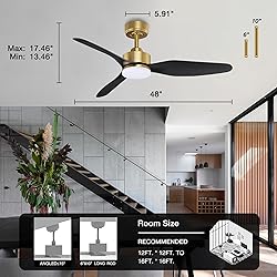 Hoenofly 48 Inch Smart Ceiling Fans with LED Lights