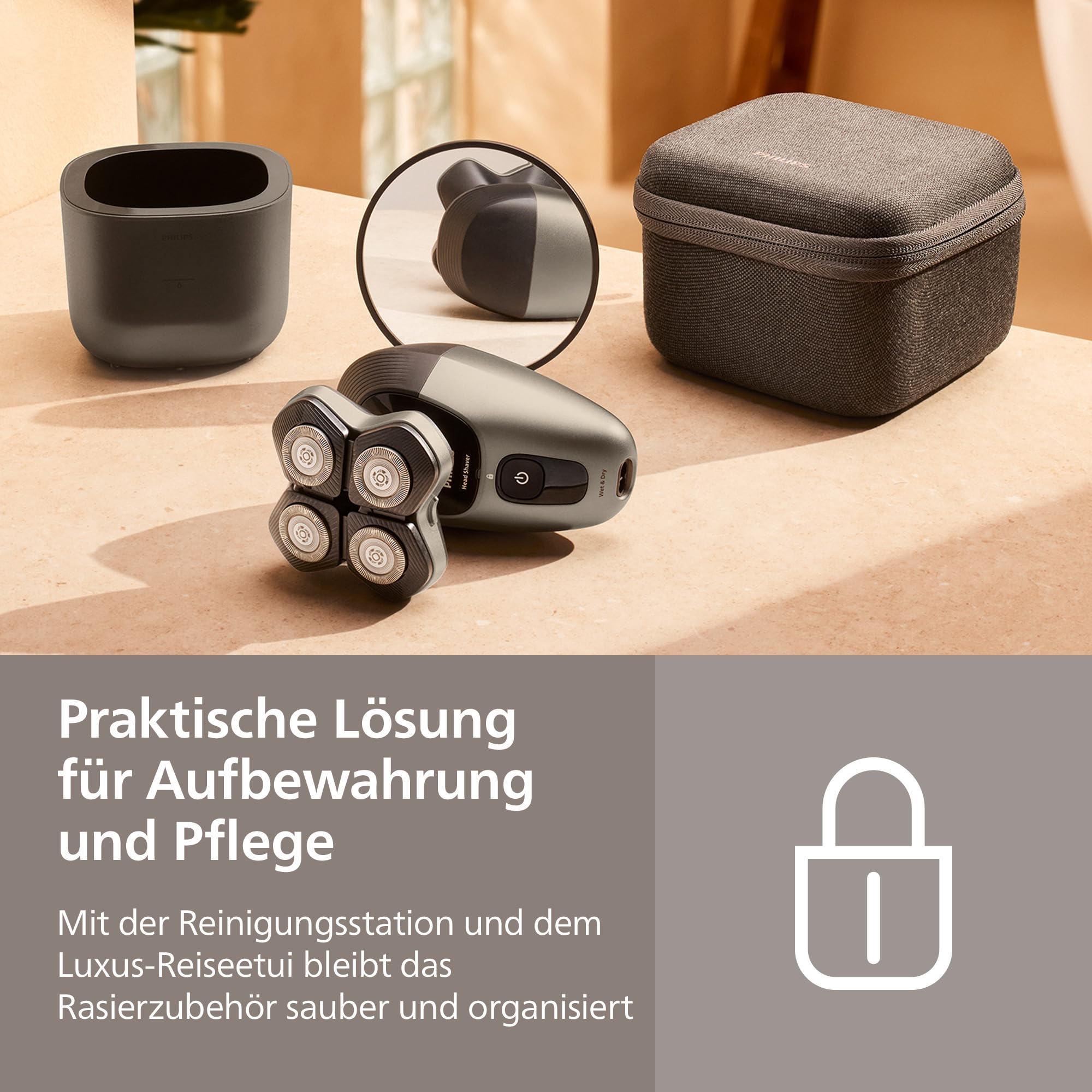 PHILIPS Head Shaver Pro Series 9000 – Glatzenrasierer für Männer und Frauen, flexibler 360grad-Scherkopf und ComfortCut-Klingen für eine gründliche Rasur, sanft zur Haut, Modell HS9980/15 9