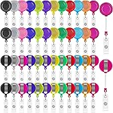 Tivcck 50 Pieces Retractable Badge Reels,Retractable Badge Reel Clips ID Card Holder Reel with Belt Clip,Retractable Badge Holder for Hanging ID Card Nurses Teachers Students Office (Multicolor)