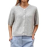 Women's Cropped Cardigan Short Sleeve Button Up Knit Tops Sweater Loose Fit Summer Fall Casual Y2k Outfit Clothes