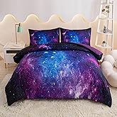MWMWMW Galaxy Comforter Set Full, Purple Space Bedding Set, Purple Girls Bedding Sets Full with 1 Comforter, 2 Pillow Case