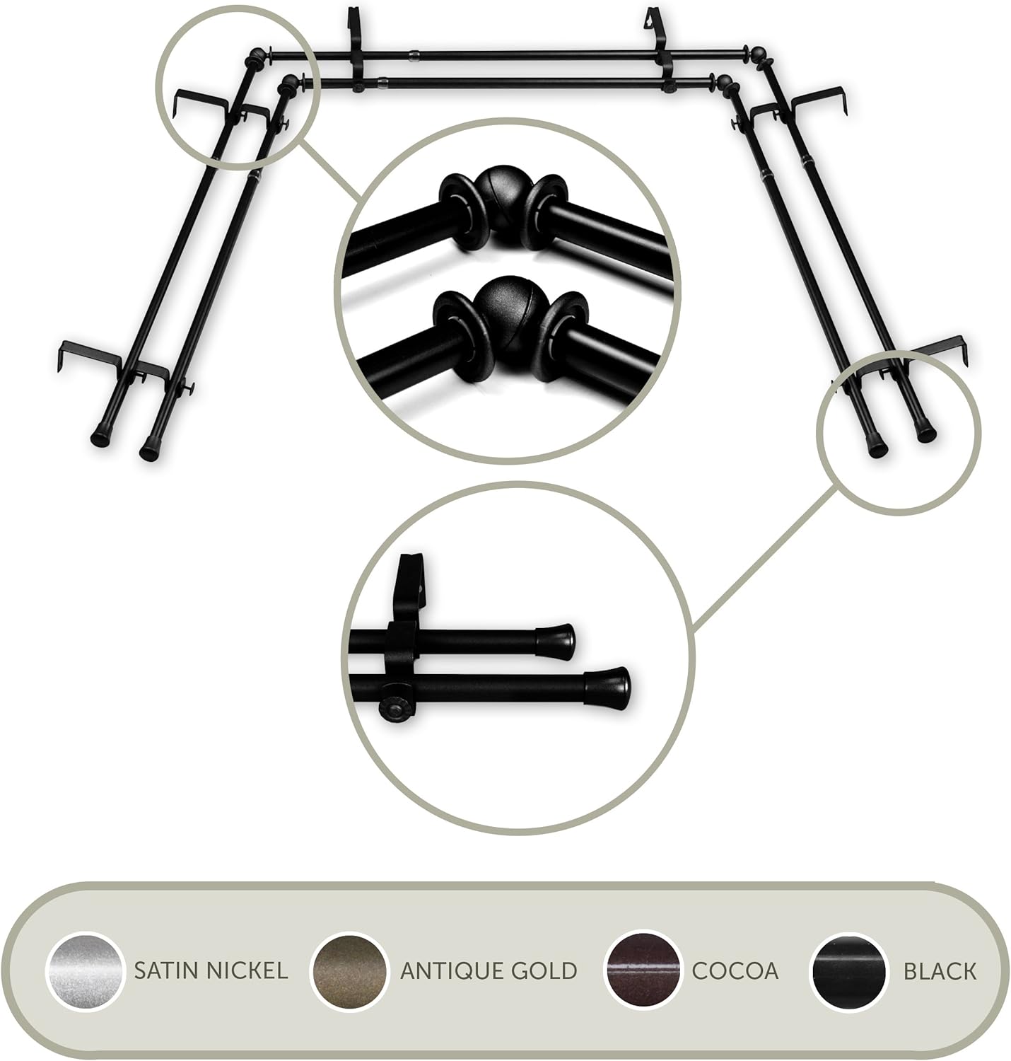 Amazon Com Rod Desyne 5 8 Inch Double Bay Window Curtain Rod