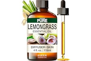 KUKKA ESSENTIAL OILS Kukka Lemongrass Essential Oil for Skin, Diffuser & Hair - 4 Fl Oz - Cleansing & Nourishing, Herbaceous Scent for Aromatherapy, DIY Soap Making Scents