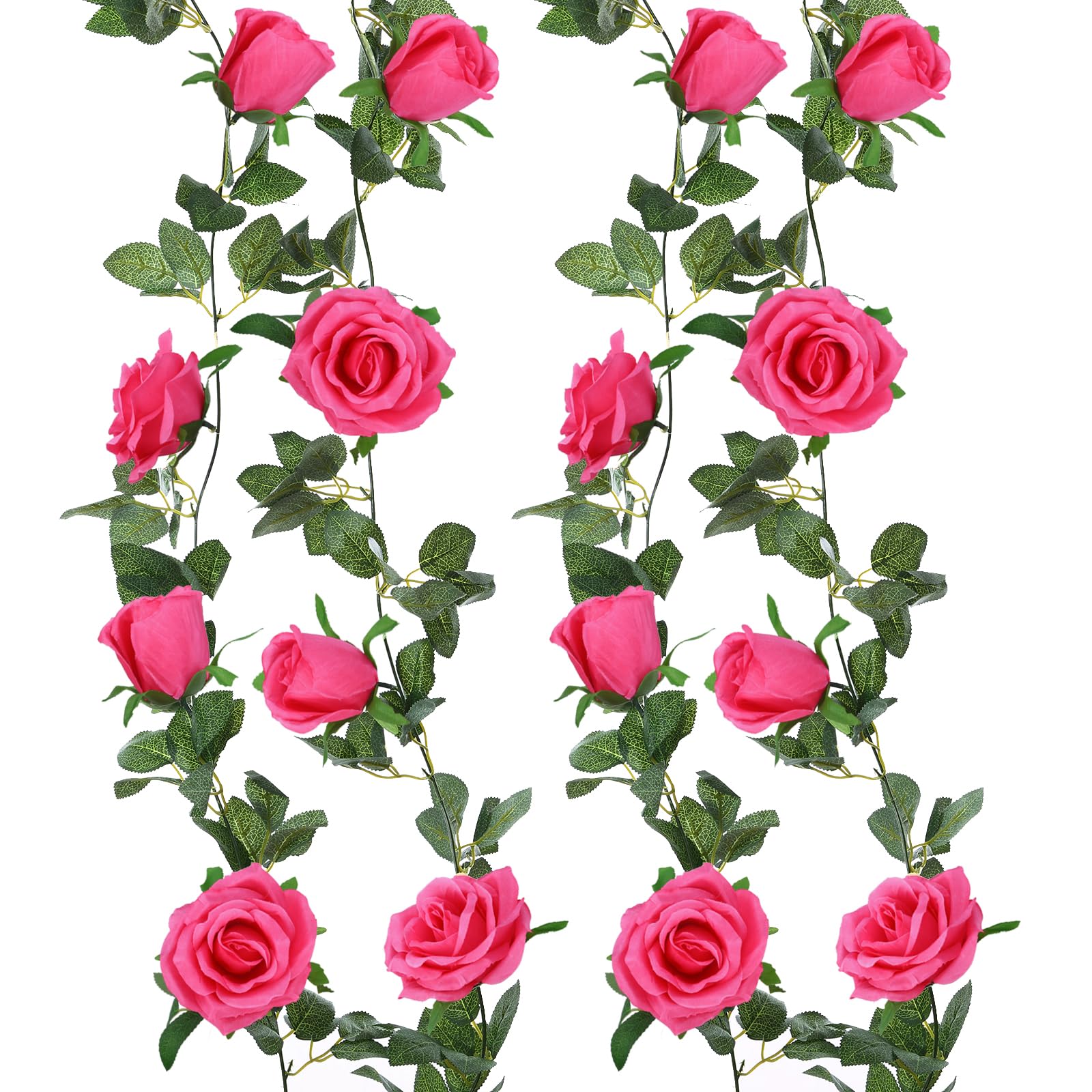 Photo 1 of Felice Arts 2 Pack Hot Pink Artificial Floral Garland Each 6.5FT Fake Rose Vine Hanging Rose Garland for Wedding Flowers Table Centerpiece Arrangement Room Baby Shower Teepee Mirror Decor
