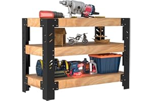 DARTIIA Work Bench Leg Kit, Adjustable Workbench for Garage Storage Shelving Frame, Customizable Sizes for Workbench Legs, Heavy-Duty Metal Work Bench Table, Lumber Not Included, Black