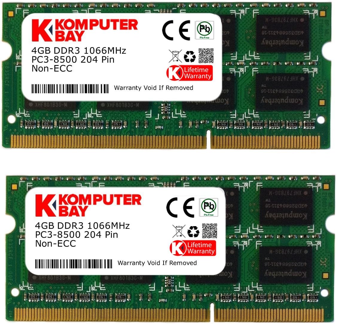 Komputerbay 8gb 2x 4gb Ddr3 Sodimm 4 Pin 1066mhz Pc3 8500 For Apple 8 Gb At Amazon Com