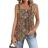 Zeagoo Women's Summer Tank Tops 2026 Pleated Square Neck Loose Fit Casual Flowy Tunic Sleeveless Shirts