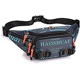 Fanny Pack for Men Women Waist Bag with Headphone Jack Utility Hip Belt Pouch Crossbody Bags Bumbag for Cycling Hiking Walking Fishing Navy