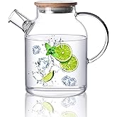CnGlass Glass Teapot Stovetop Safe,50.7oz Clear Glass Pitcher with Removable Filter Spout for Loose Leaf and Blooming Teabag