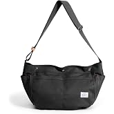 GOOTIUM Canvas Crescent Crossbody Bag, Casual Shoulder Messenger Bag | Contrast Lining, Vintage, Heavy-Duty Fabric, Adjustable Strap, EDC Ready, Daily Commute, Workwear Aesthetic, Unisex