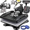 VEVOR Heat Press Machine, 15x15in 8in1 Heat Press, 800W Sublimation Machine, 360° Rotation Swing-Away Heat Press, Dual-Tube Heating Printing for DIY T-Shirts Cap Mugs (Black)