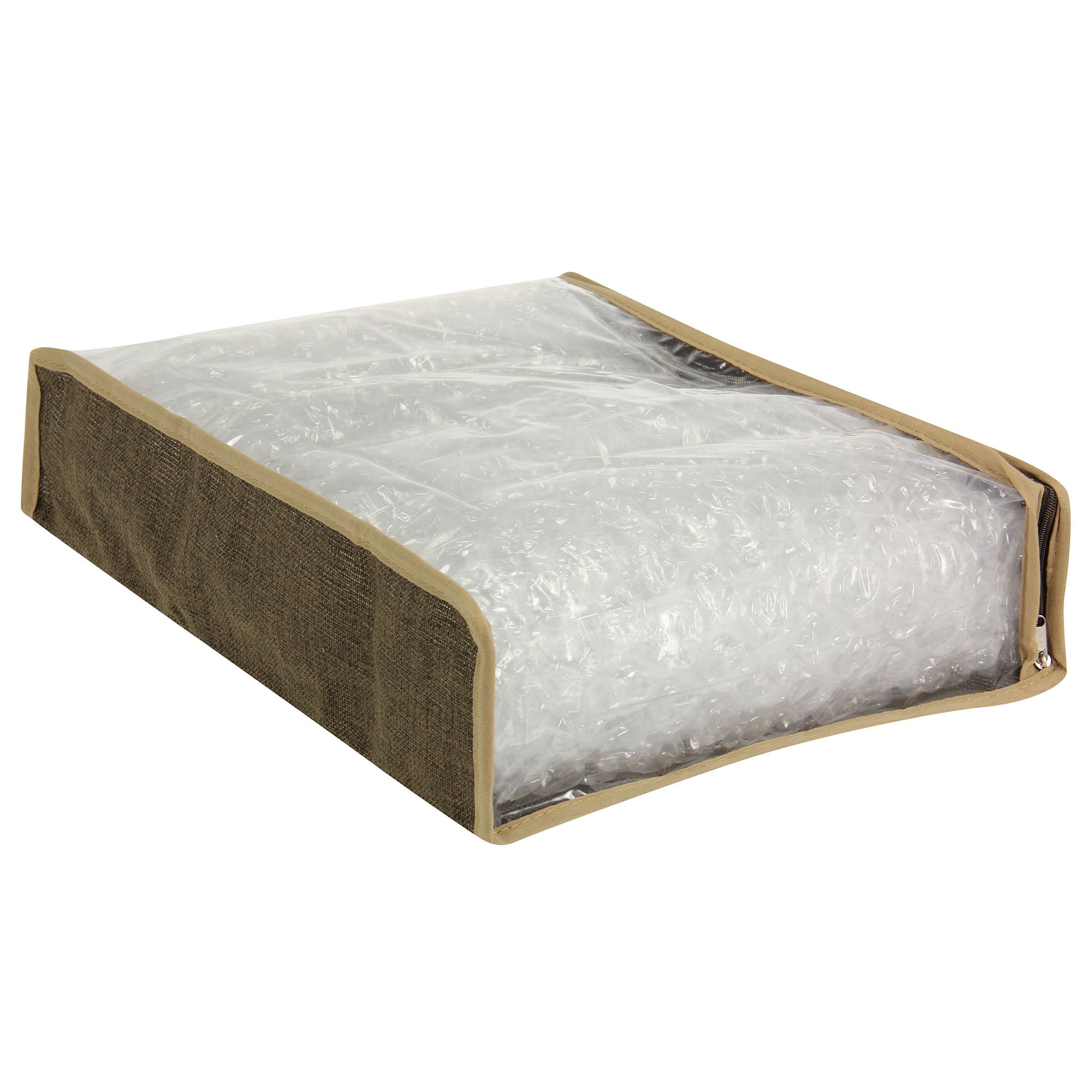 Household Essentials 66612 Sweater Storage Bags | Set of 2 | Coffee Linen,Brown/Clear