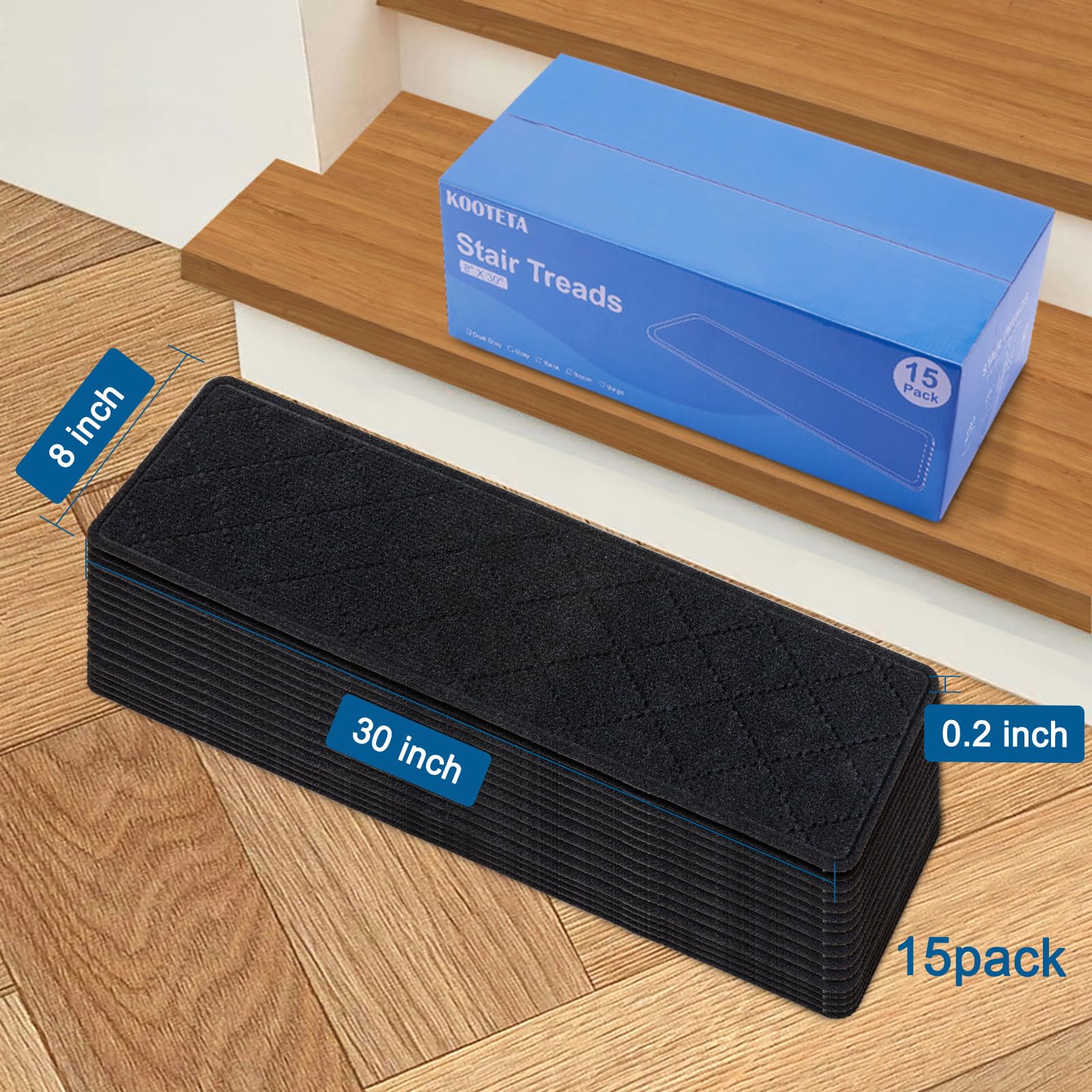 8 Inch X 30 Inch 15 Inch Non Slip Carpet Stair Tread Pad 6 thumbnail image