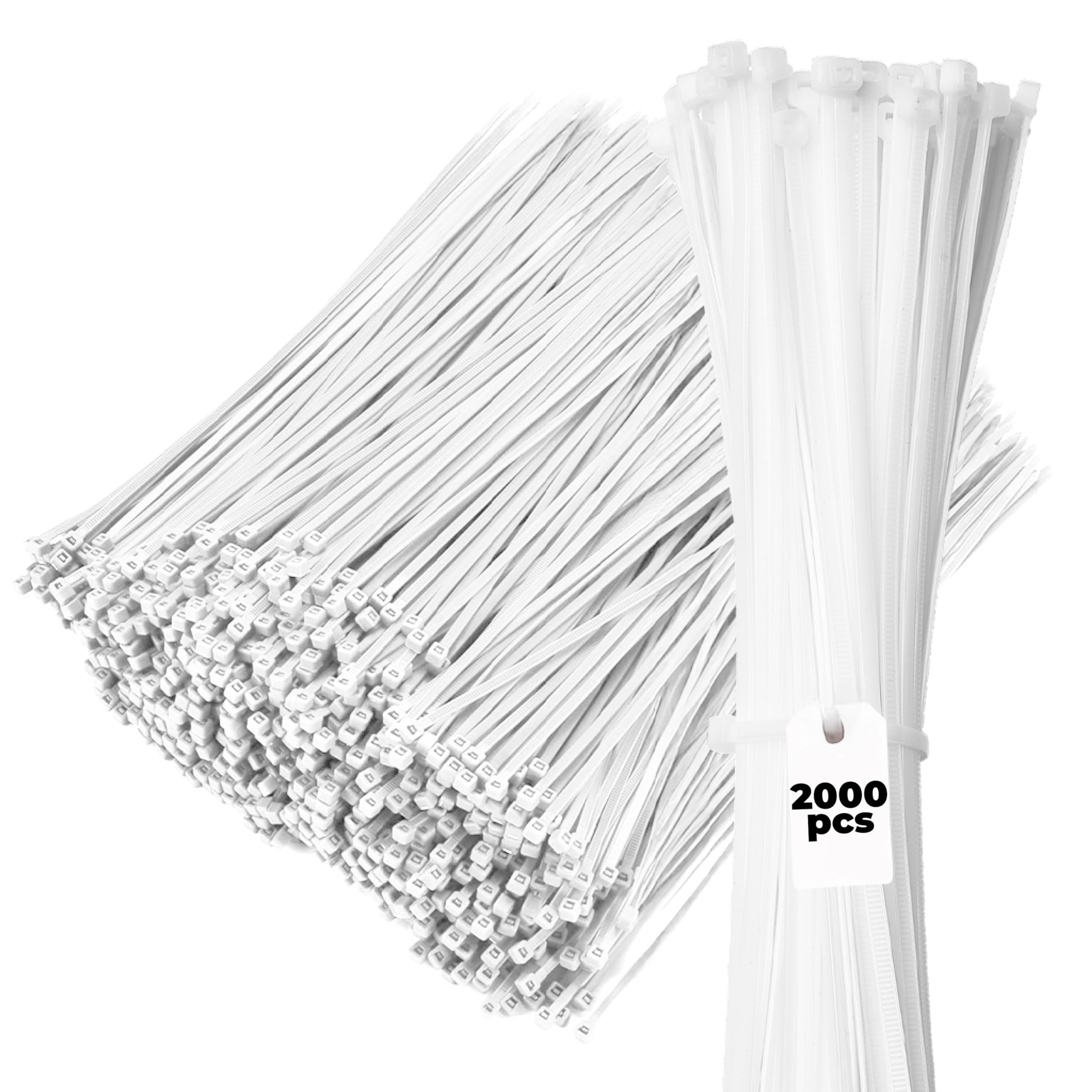 Bolt Dropper White Zip Ties - 50 lbs Tensile Strength - Self-Locking Premium Nylon Cable Ties Wraps for Indoor and Outdoor - Wire Management and Secure Items - Zip Ties Heavy Duty - 11" - 2000 Pack Image