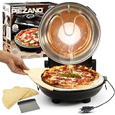 PIEZANO 12" Electric Pizza Oven Indoor Countertop Pizza Maker, Black | Ceramic Stone, Dual Heat Controls, Heats to 800&deg;F, Cooks in Under 6 Min, Dual Heat Controls, Peels &amp; Scraper Included