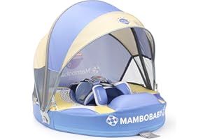 Mambobaby Baby Pool Float with Foldable Canopy, Kalolary Non-Inflatable Baby Swim Float Infant Swim Trainer Ring Toddler Pool