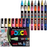POSCA&reg; PC-5M Water-Based Acrylic Paint Markers, Medium Tip, 16 Count | Reversible Tip (1.8&ndash;2.5 mm), Opaque Paint Pens for Rock Painting, Wood, Glass, Crafts &amp; Art Projects