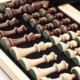 A&A 15" Magnetic Wooden Chess Set Folding Board 3" King Walnut Maple Inlaid view 7