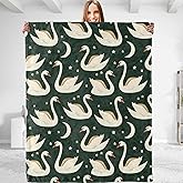 dhakalrlde Aesthetic Swan Throw Blanket - Plush, Soft, and Cozy Lightweight Flannel Blanket, Warm and Fuzzy - Ideal Gift for Animal Lovers, Perfect for Couch, Sofa, Bed, Travel, Office - 50"x60"