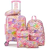 16&rsquo;&rsquo; Kid&rsquo;s Luggage Set with Spinner Wheels, Hardside with Suitcases,6 Piece | Carry on Luggage, Travel Rolling Luggage Airline Approved Suitcase Set with Spinner Wheels Girls Boys