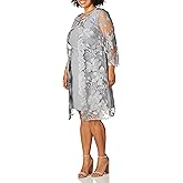 Alex Evenings Womens Midi Scoop Neck Shift Dress with Jacket (Petite and Regular)