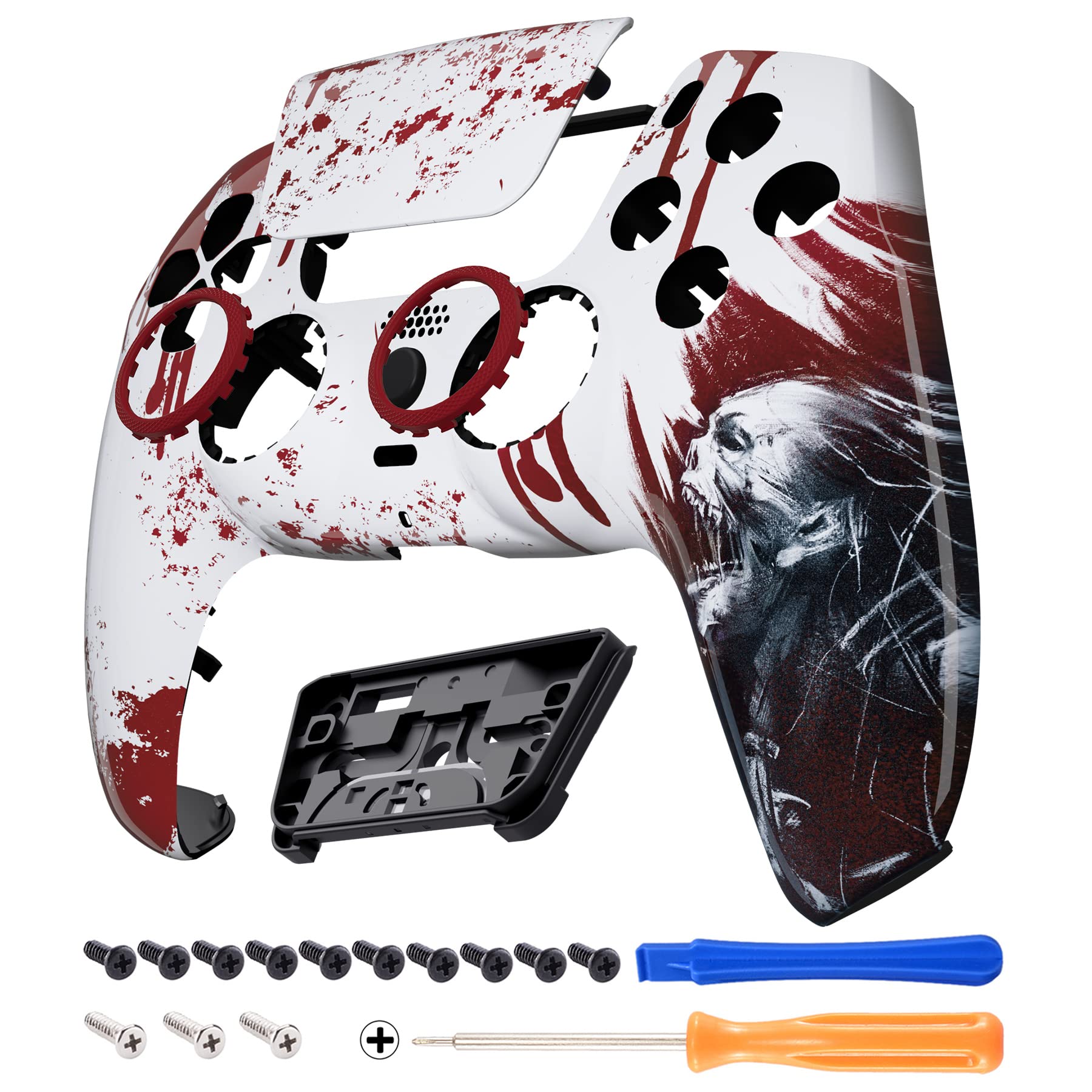 eXtremeRate Luna Redesigned Blood Zombie Front Shell Touchpad Compatible with ps5 Controller BDM-010 020 030 040 050, DIY Replacement Faceplate Custom Touch Pad Cover Compatible with ps5 Controller